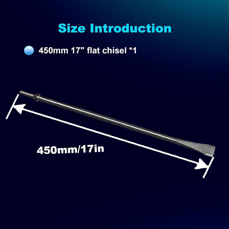 Phyxlyn Scraper 450mm (17" Inch) Long Flat Chisels Air Pneumatic Hammer Chisel with Round Collar for Concrete and Tile Chisel - Image 3